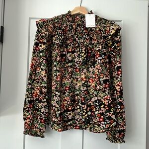 NWT black floral blouse